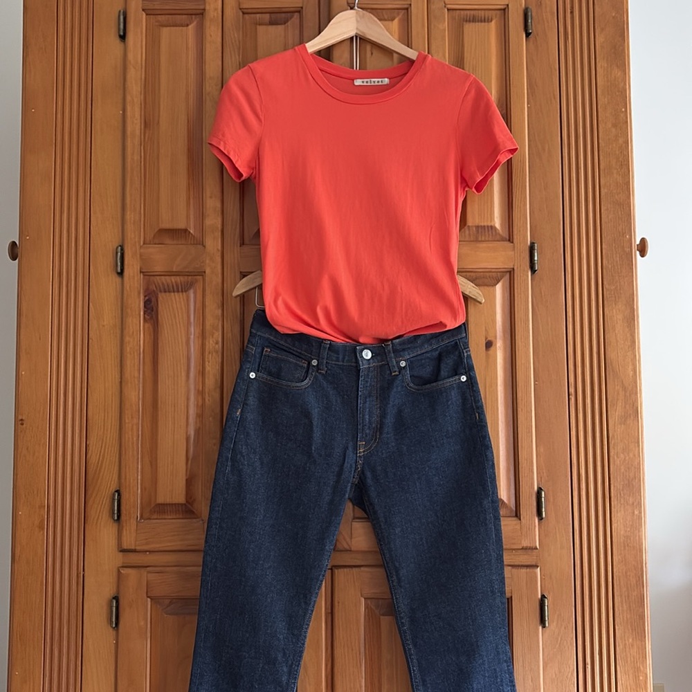 Anthropologie’s Graham & Spencer Crewneck Tee Pretty coral shade.